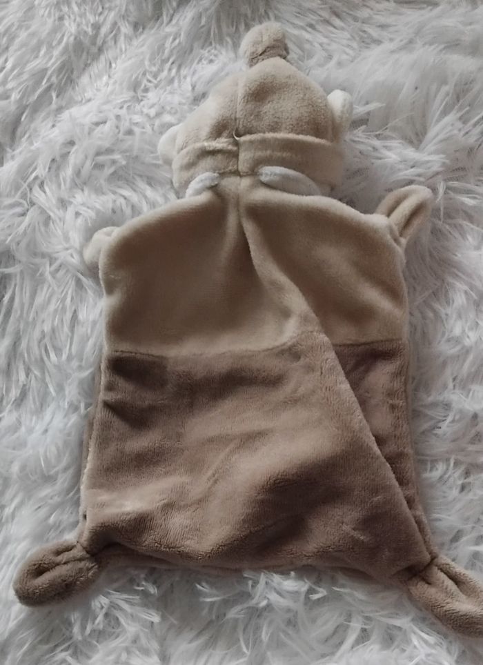 Doudou plat rectangle ours beige et marron- ours ,empreintes - Nicotoy - photo numéro 2