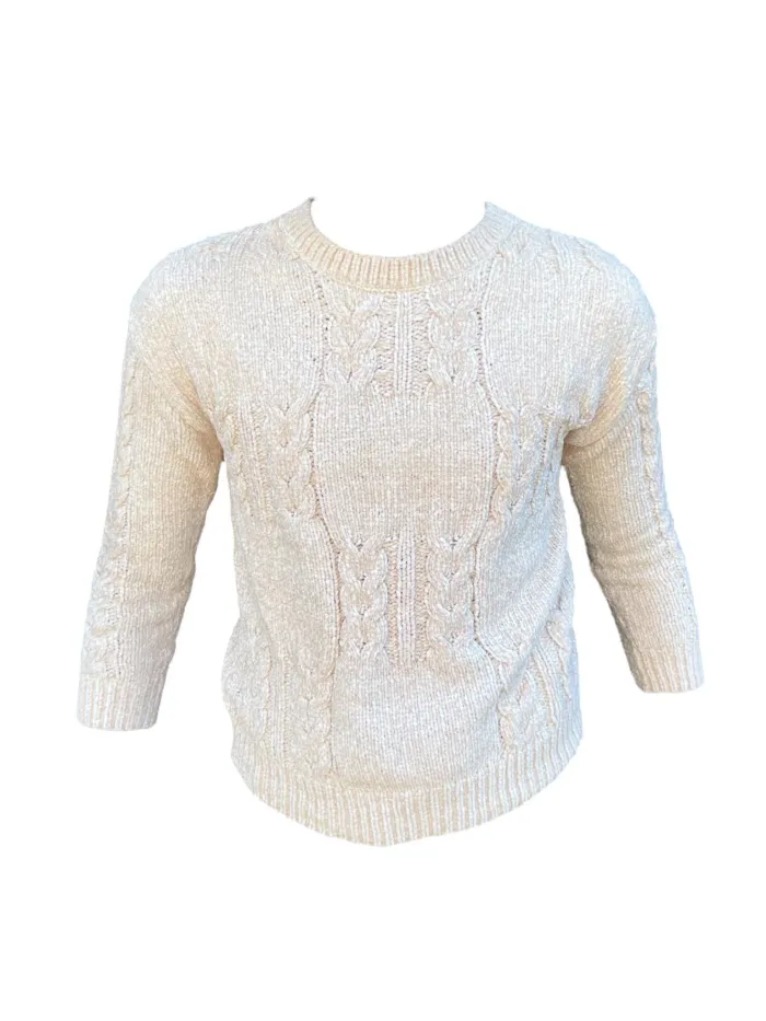 Pull en laine Poof Girl beige enfant Taille 10-12 ans Neuf