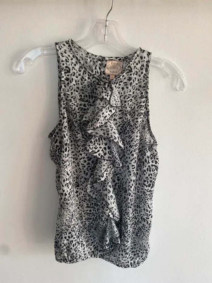 Blouse sans manche eva & lola léopard noir gris et blanc