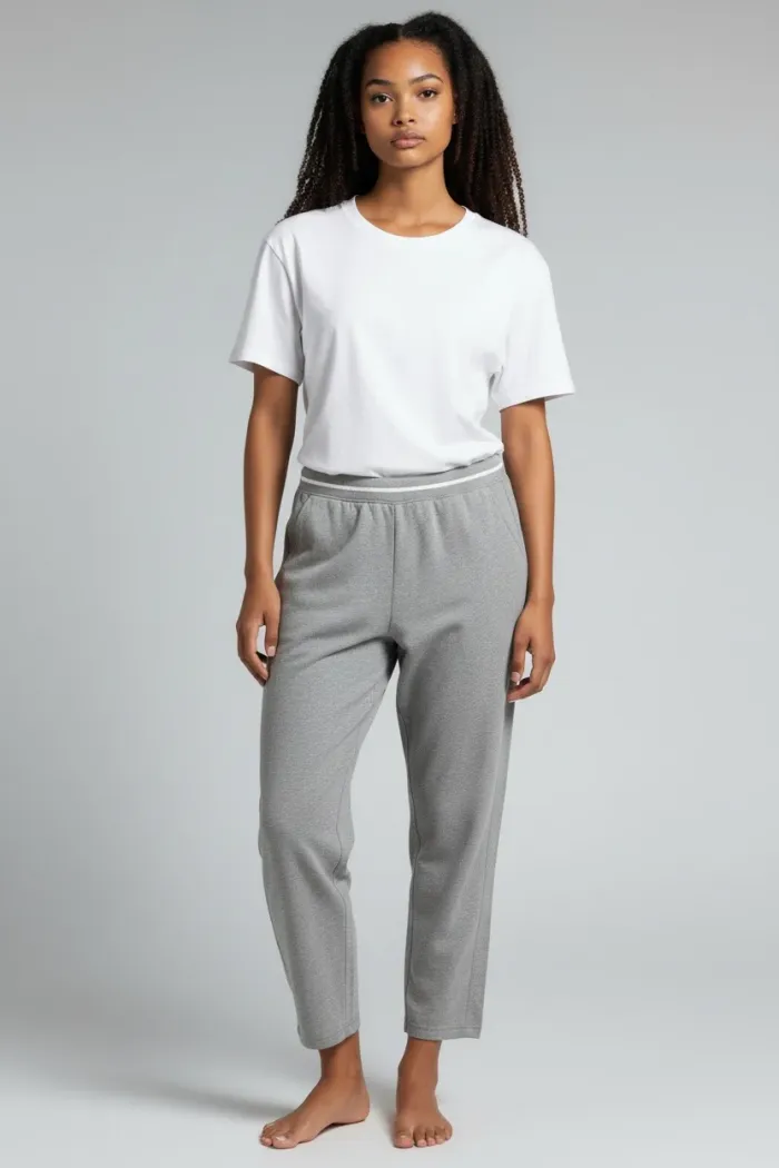 Pantalon jogging TBS gris et blanc femme Taille L Neuf