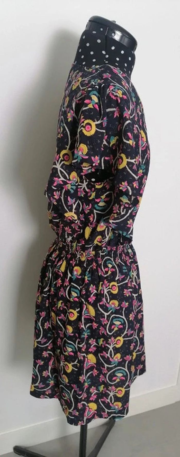 Robe fluide courte fleurs multicolore bleu marine Taille L Cache-cache - photo numéro 5