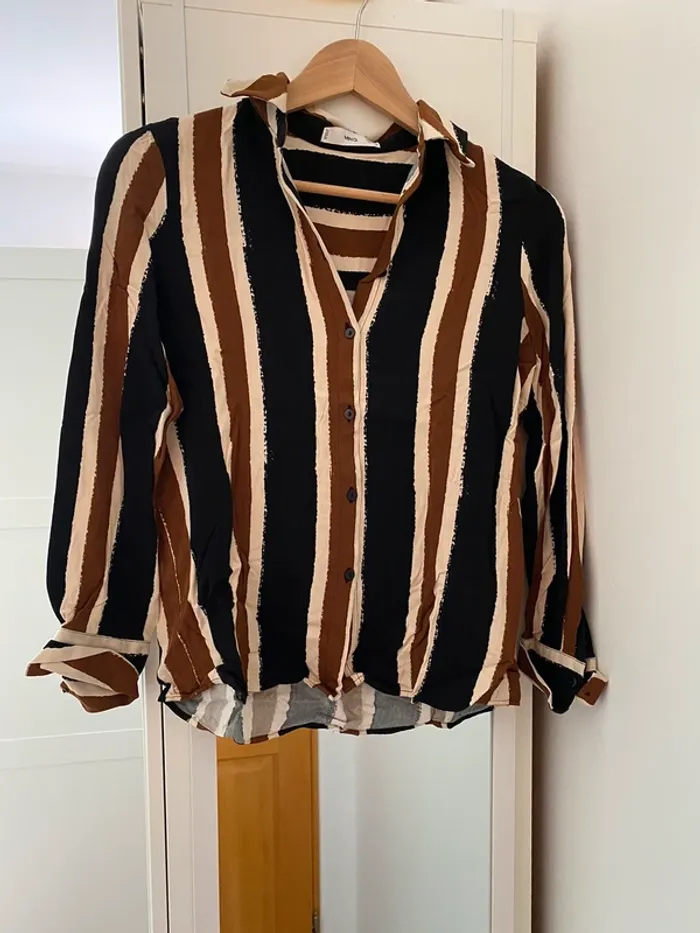 chemise noire à rayures S