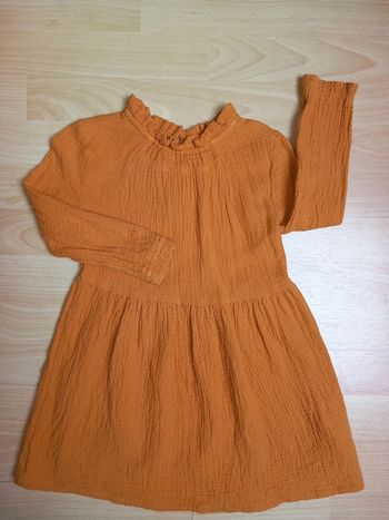 Robe gaze de coton moutarde Okaïdi 4 ans TBE
