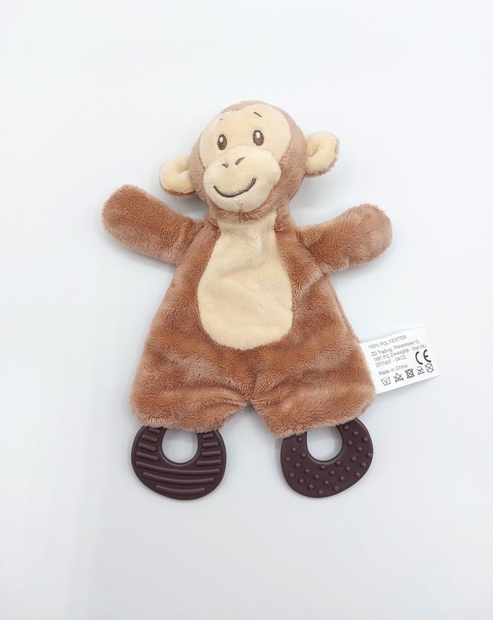 Doudou plat singe marron beige ZD Trading Action bruissement dentition