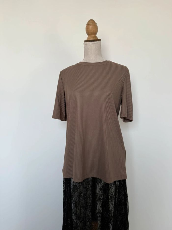 T-shirt zara côtelé kaki top maillot haut Camiseta Maglietta Swimsuit Maglia camisa Chemise manche