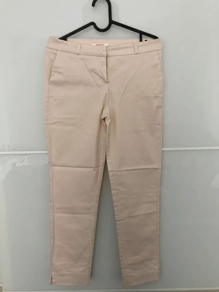 Pantalon carotte beige/creme