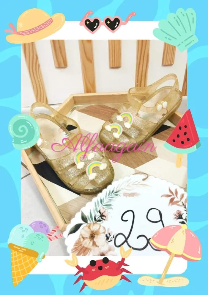 Sandales plastique paillettes arc en ciel 29