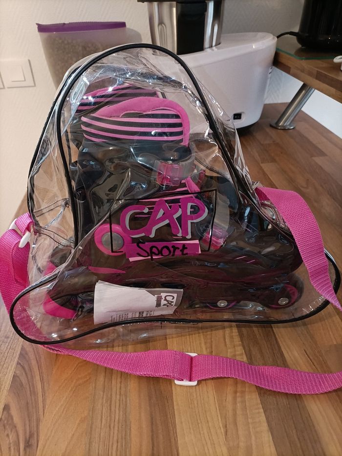 Roller noir et rose 33 à 36 cap loisirs + sacoche de rangement - photo numéro 8