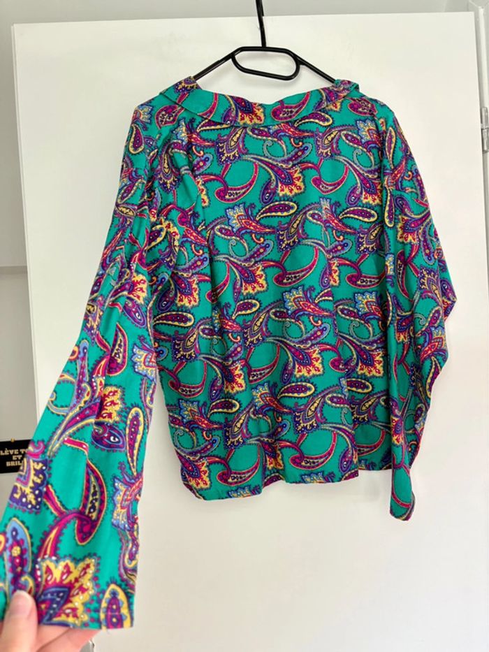 Chemisier rétro vintage motif paisley 70s M - photo numéro 4