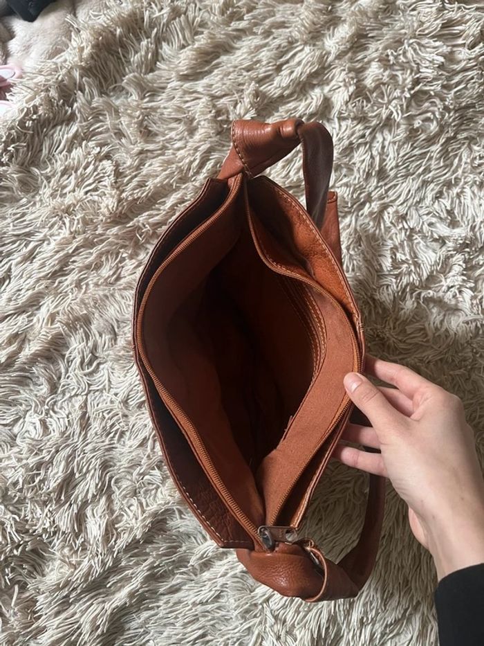 Sac à bandoulière camel cuir de vachette made in France - photo numéro 4