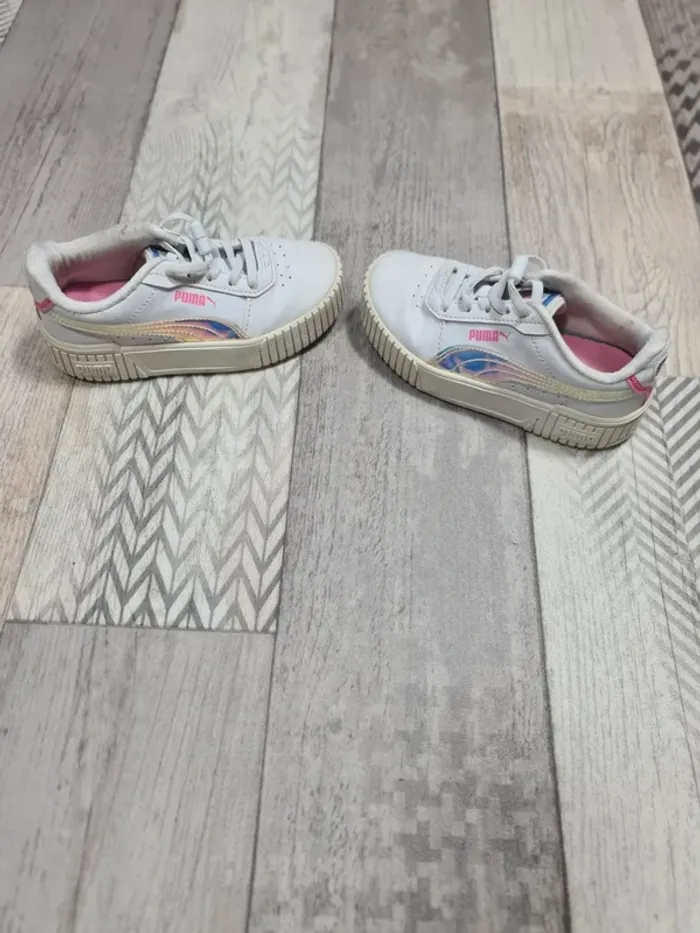 Baskets Puma enfant - Blanc irisé - Taille 28 - photo numéro 4
