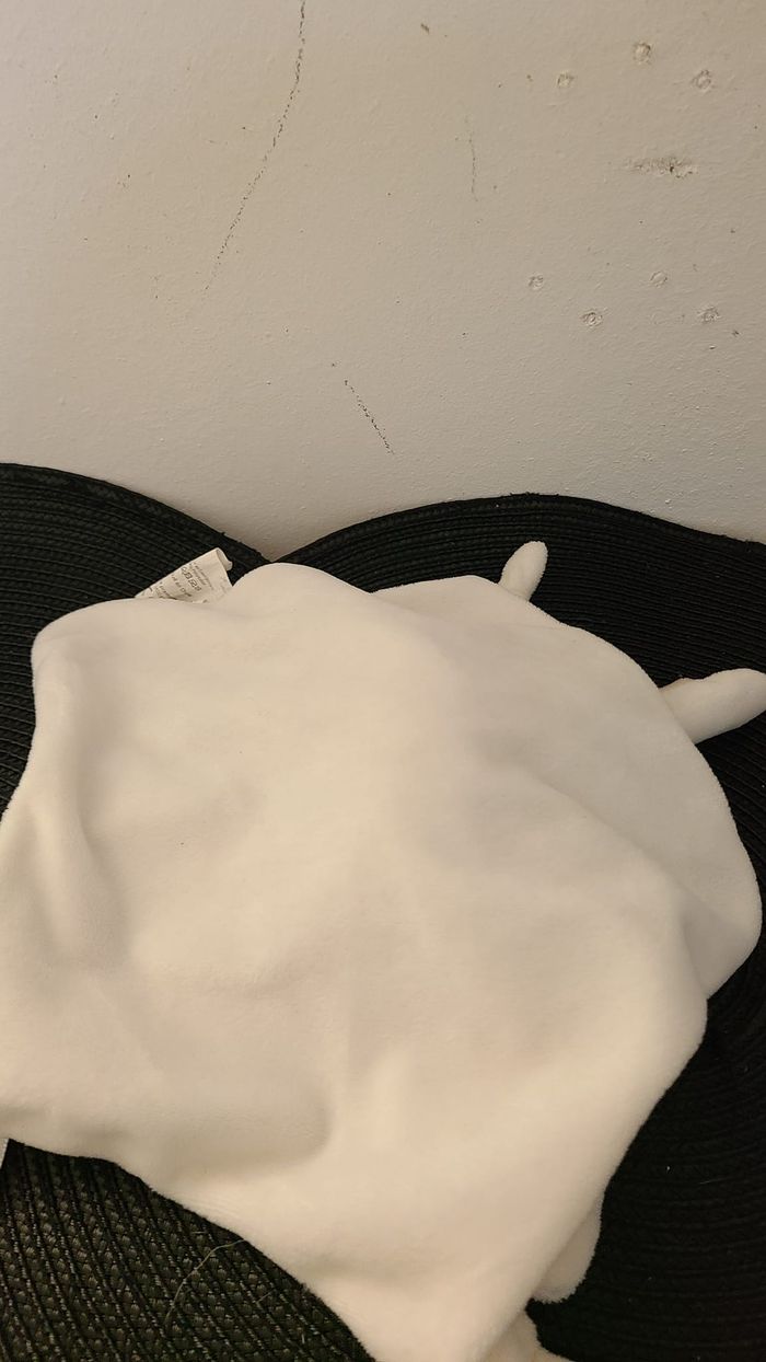 Doudou plat lapin blanc beige bleu orange gris Bébé9 - photo numéro 2
