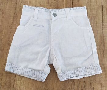 Short bermuda garçon blanc lin taille 3 mois Okaïdi