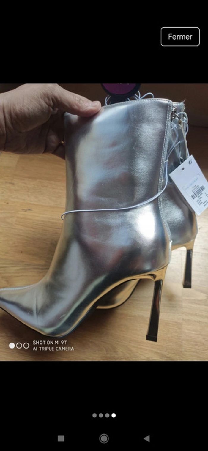 Bottes bottines talons argenté 38 - photo numéro 4