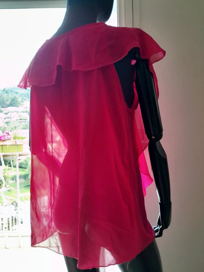 Tunique transparence fuschia à volants taille L - photo numéro 8