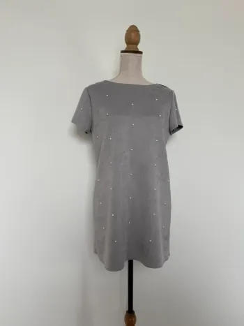 Robe tunique gris perle Kleid dress Vestido Vestito jurk jumpsuit femme volant mujer donna woman