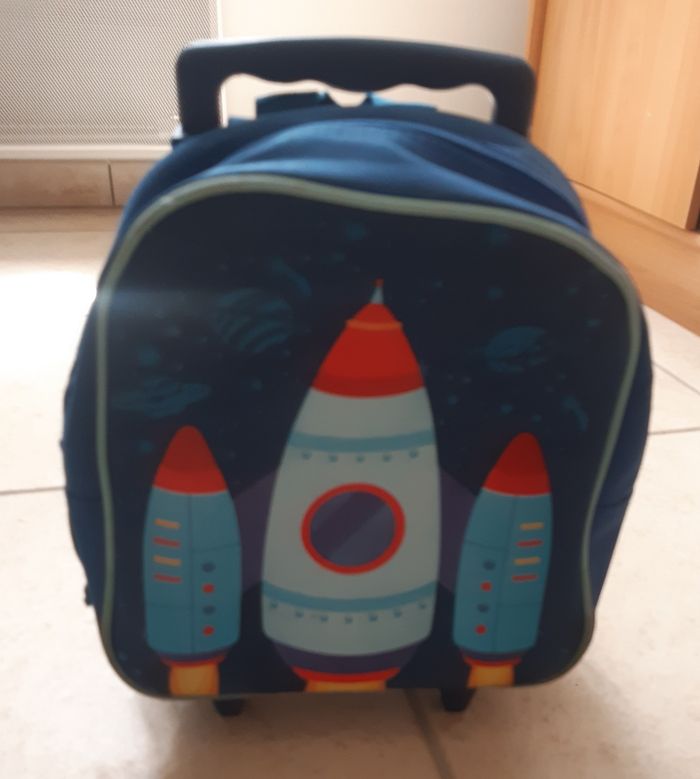 Sacs à dos maternelle à roulettes fusée bleue
