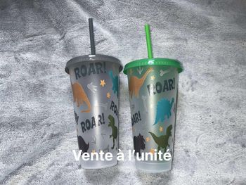 Grand gobelet à paille dino dinosaure