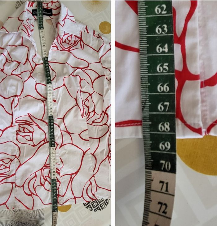Phard Diamond Chemisier TS/TFr36 - Manche 3/4-Blanc&Rouge- Col V & Décolleté Dos - photo numéro 3
