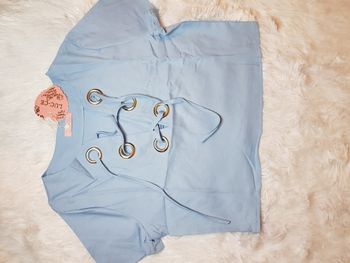 Crop top turquoise col en V a lacets Taille L 40 Neuf