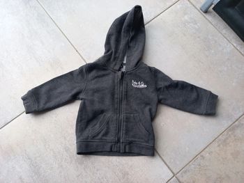 Sweat zippé à capuche 12 mois gris