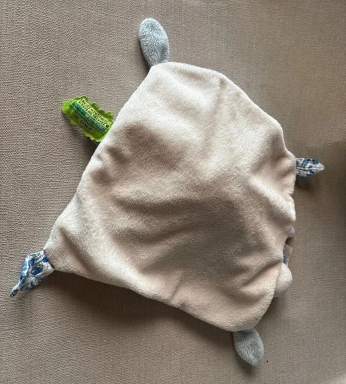 Doudou Plat Lapin 🐰 Doudou ET Compagnie Tatoo Bleu ET Blanc 25 CM - photo numéro 4