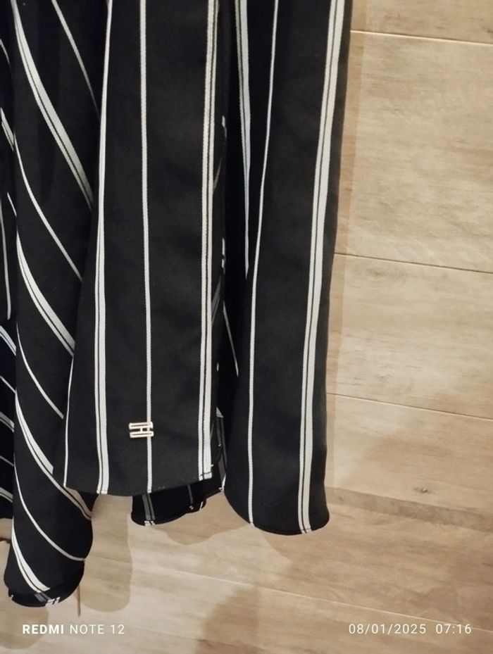 Robe asymétrique Tommy Hilfiger noir blanc rayures ceinture T6 - photo numéro 4