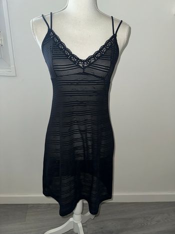 Nuisette noire dentelle et strass argentés Y2K T38 M