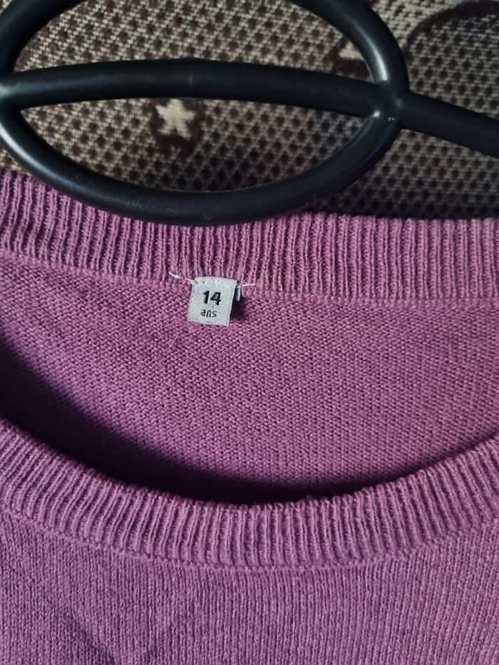 Pull violet avec cœur en strass 14ans - photo numéro 3