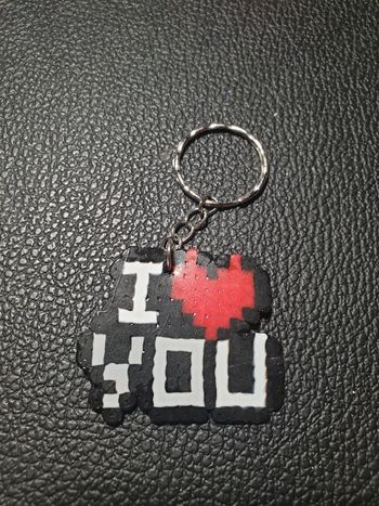 Porte-clés "I love you" en perles hama