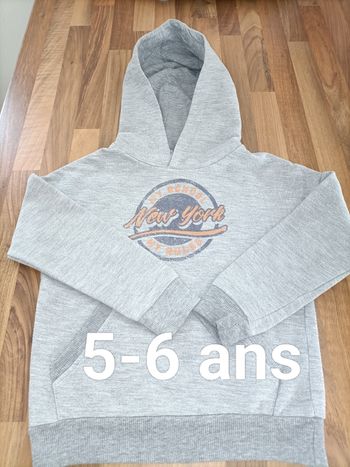 Sweat à capuche gris 5-6 ans Tex