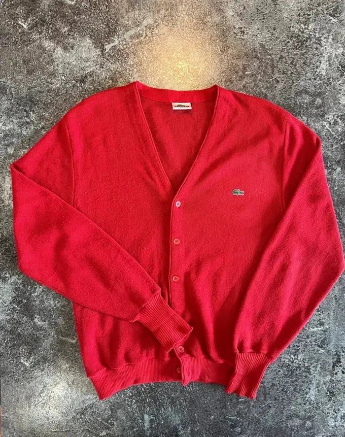 Cardigan gilet rouge homme Lacoste taille L Chaleco rojo hombre Roter Weste Strickjacke Herren