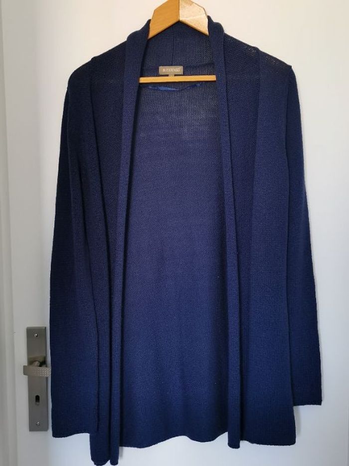 Gilet tricot long bleu - In extenso - L