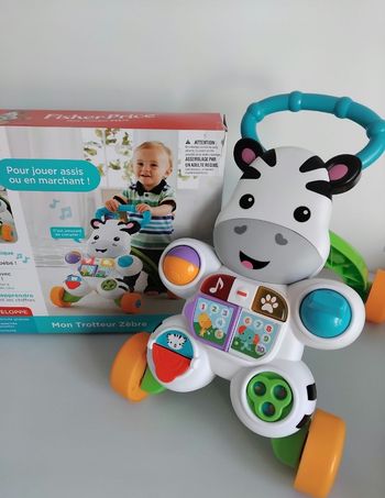 TROTTEUR Zèbre Sonore Eveil  Fisher Price 6 mois 🦓