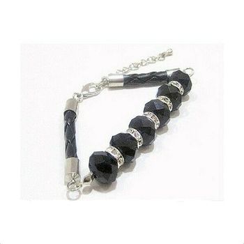 Bracelet Métal Argenté, Silicone, Strass & Cristaux