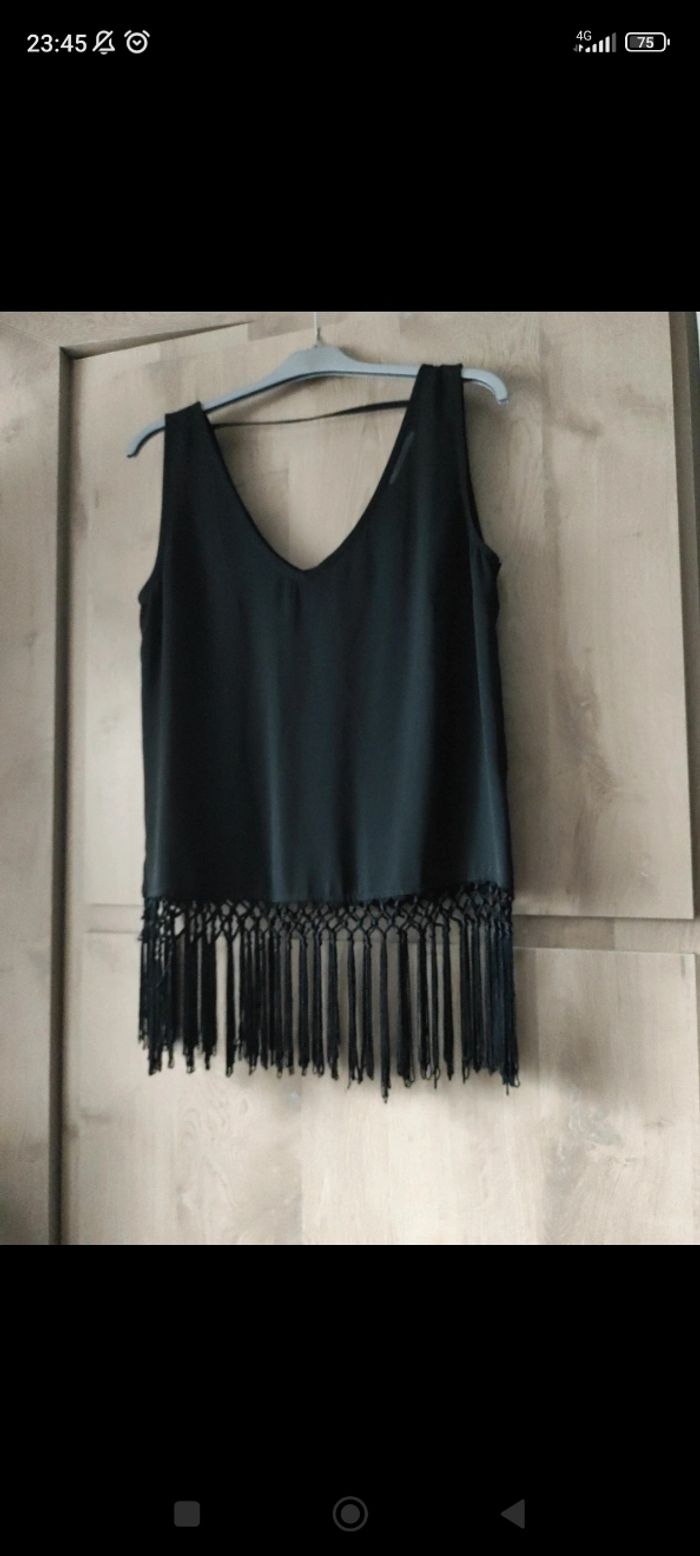 Haut noir et Neuf Camaïeu femme à franges - photo numéro 4