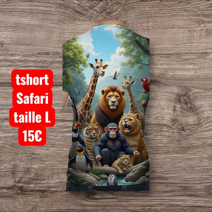 Tshort Safari avec motif animaux de la savane
