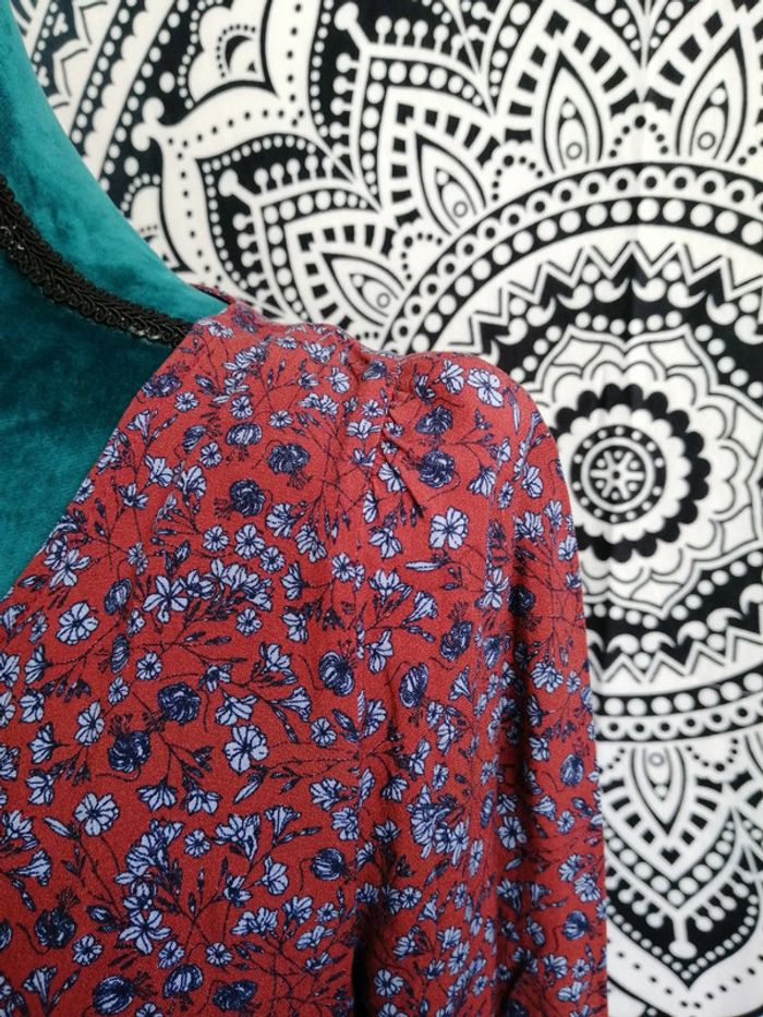 Robe bordeaux manches longues motifs fleuris avec ceinture / bonobo / (S) - photo numéro 5