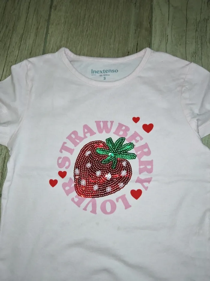 Ensemble short et t-shirt rose fraise 3 ans - photo numéro 4