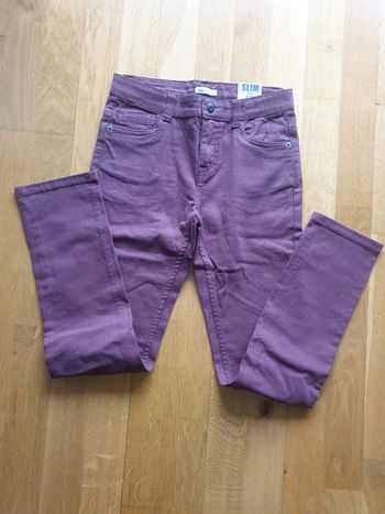 Jean slim 12 ans taille réglable gemo marron bordeaux
