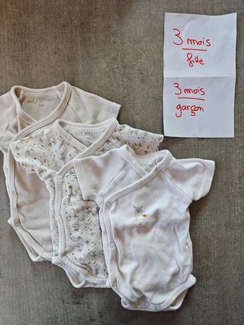 Lot 3 bodys manches courtes cache coeur