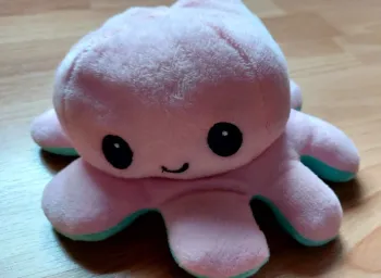 Peluche octopus réversible rose vert