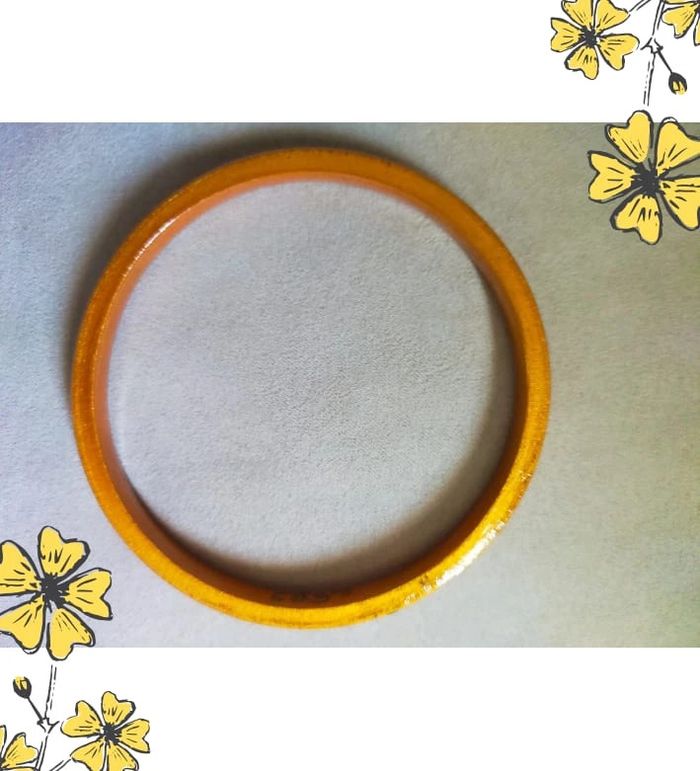 Bracelet jonc vintage émail orange nacré – esprit rétro chic - photo numéro 2
