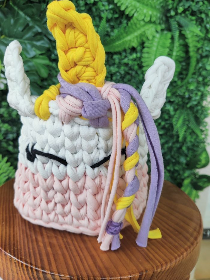 Panier au crochet en Trapilho "licorne" - photo numéro 2