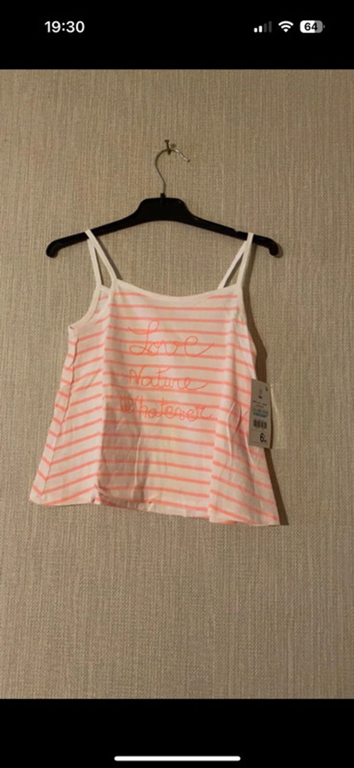 Debardeur rose et blanc 8 ans gemo neuf