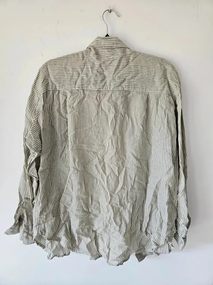 Chemise rayée à longues manches verte et blanche Stradivarius taille 38 / M - photo numéro 4