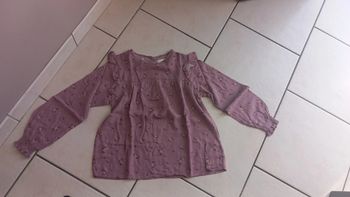 Tunique vieux rose fleurie manches longues vertbaudet