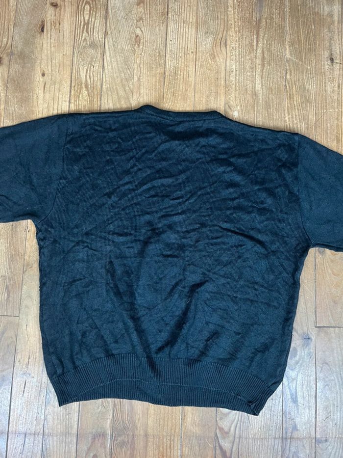 Pull vintage maille motifs rayures noir XXL - photo numéro 7