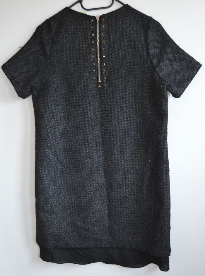 Robe noire style tweed avec col claudine et détails cloutés – Juju s’amuse – Taille L - photo numéro 2