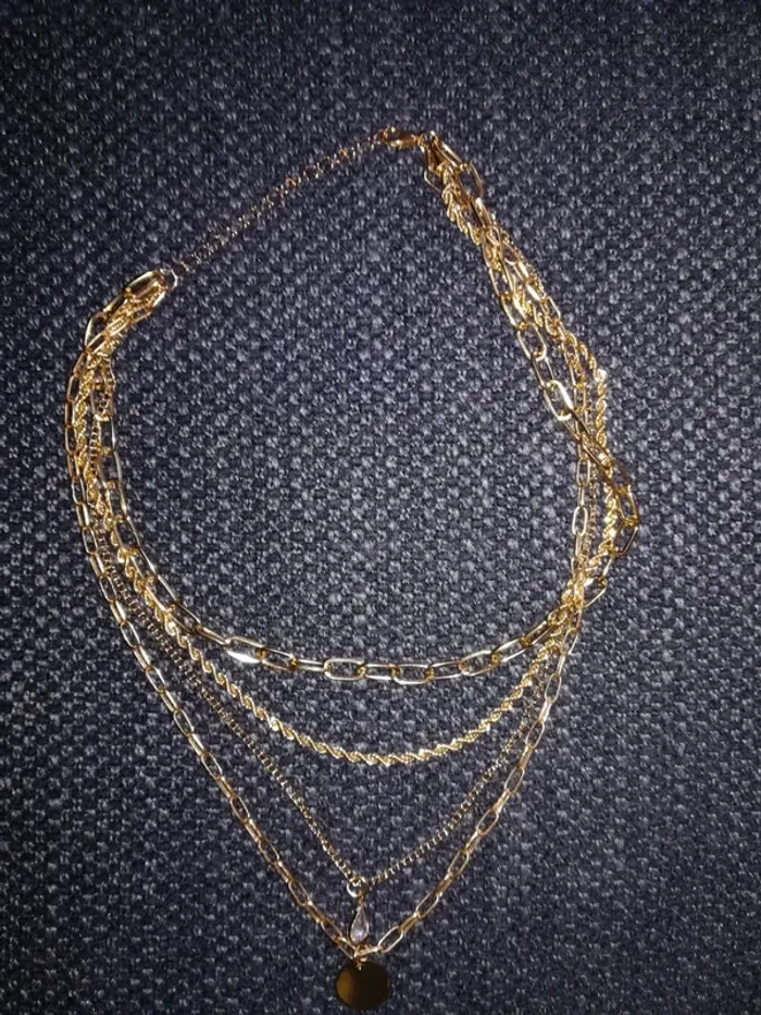Magnifique collier doré à 4 rangs, neuf - photo numéro 4